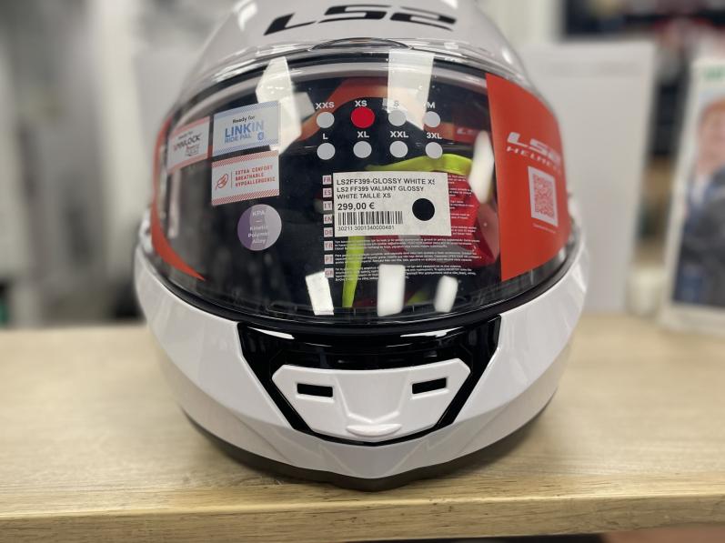 CASQUE LS2 FF399 VALIANT GLOSSY WHITE TAILLE XS